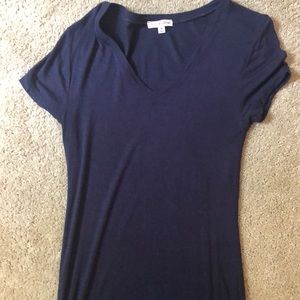 Navy blue v neck short sleeve T-shirt